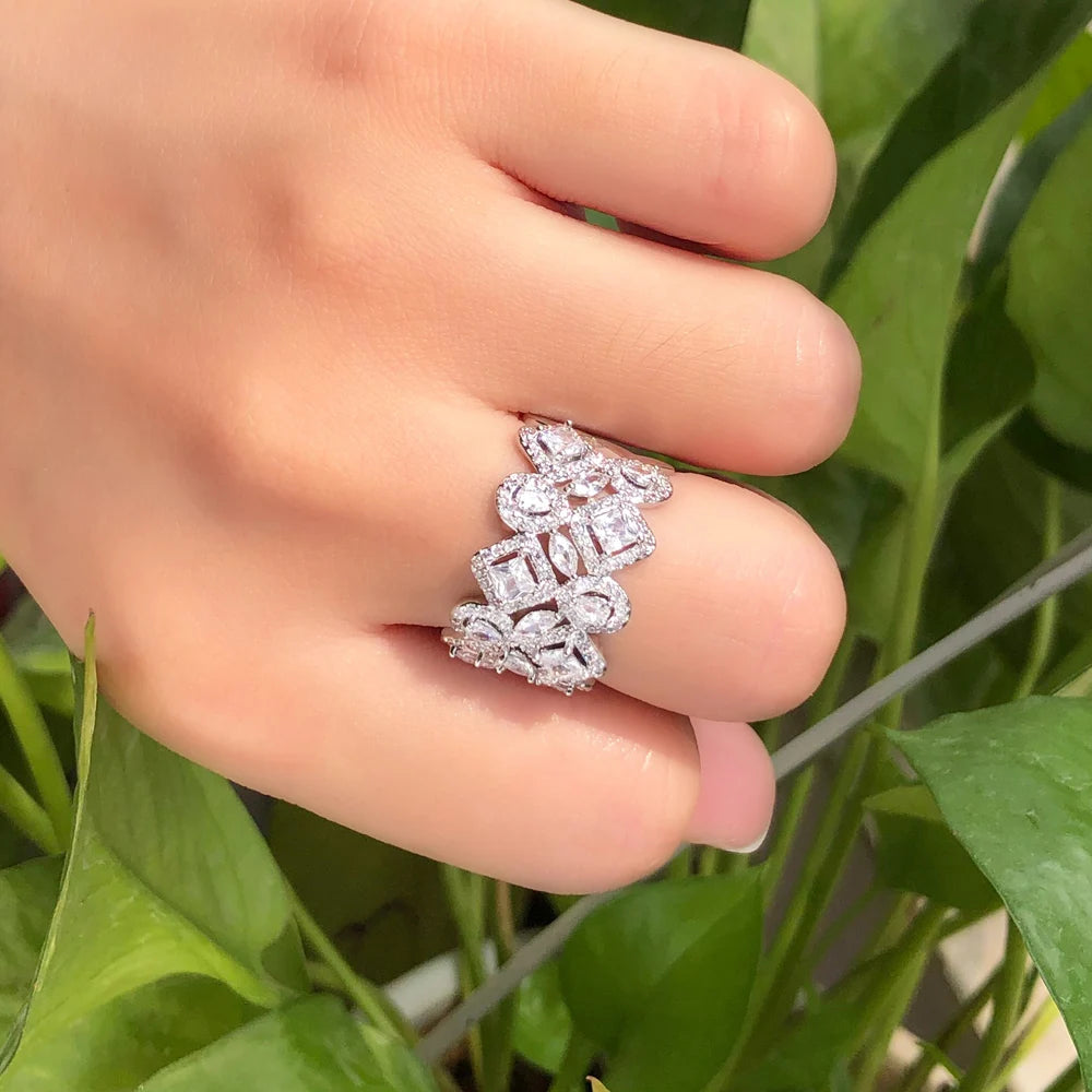 Adjustable Cubic Zirconia Cuff Ring