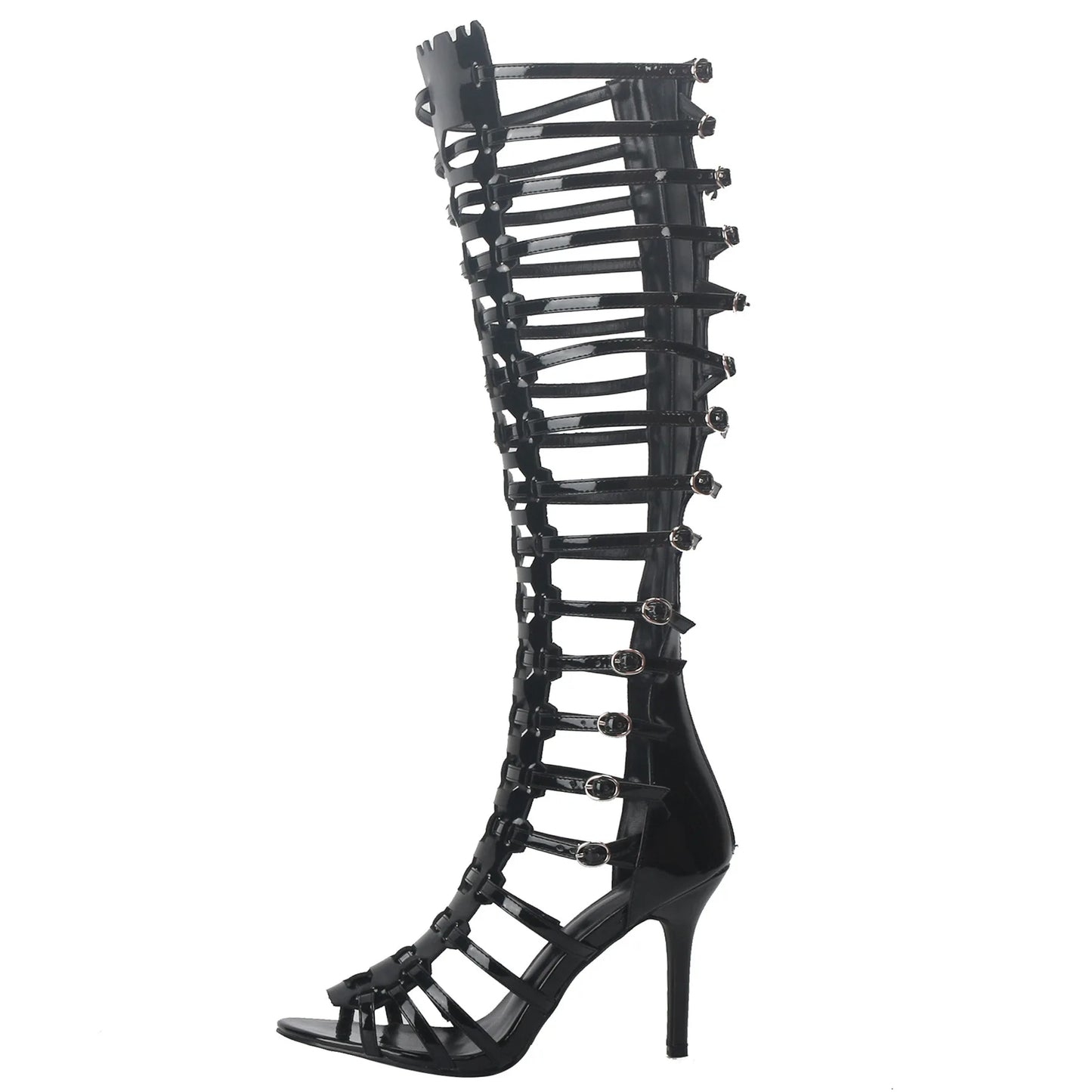 High Heel Metal Buckle Gladiator Knee Boots For Women