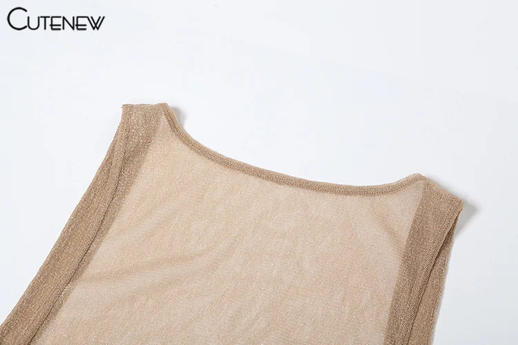 Beach Ready Backless Shiny Body-Shaping Maxi Dress for Women