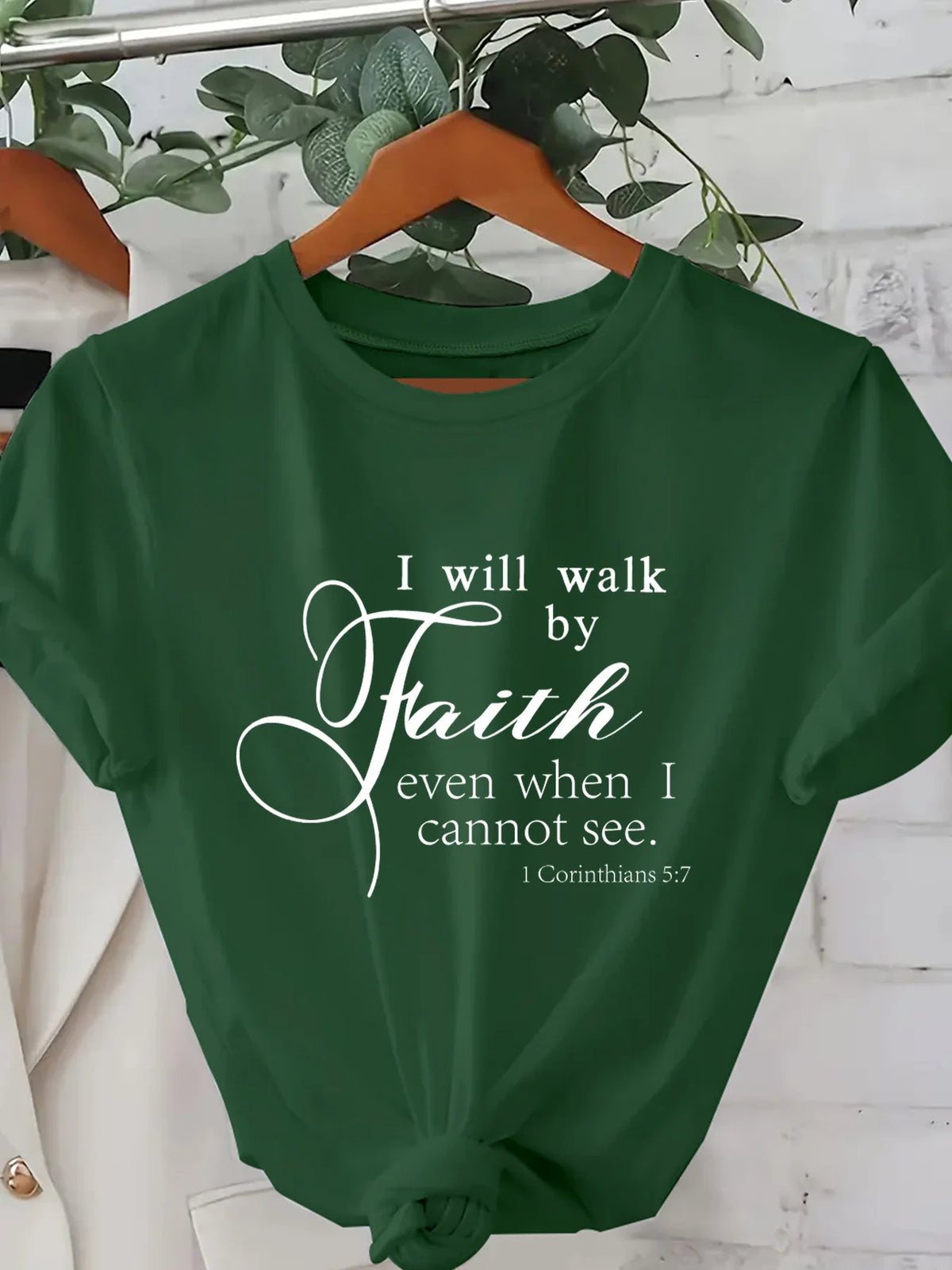 Walk By Faith Printed Pink Soft Casual Tee For Women