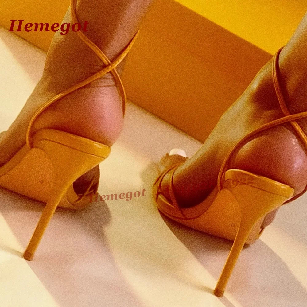 Orange Bows Cross Strappy Open Toe Sandals for Women
