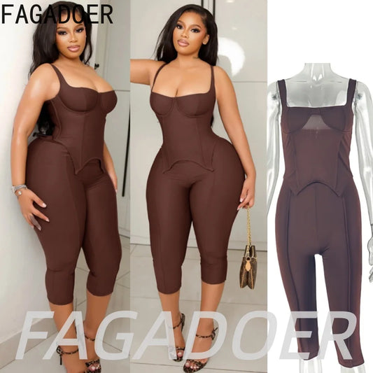 Brown Off Shoulder Corset Set