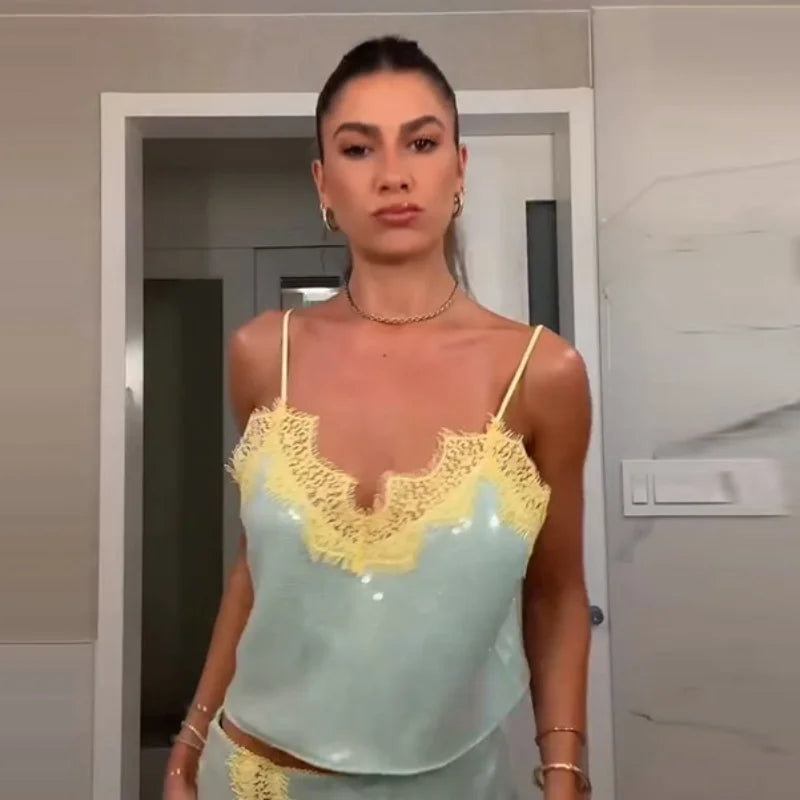 Lace Up Off Shoulder Top And Shorts Two Piece Set for Women