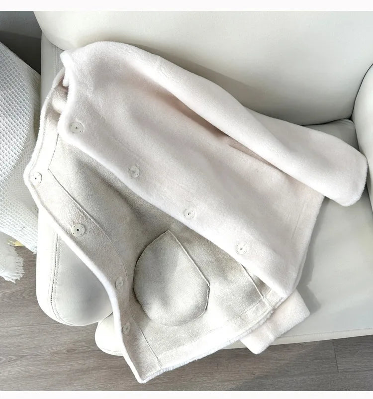 Real Shearling Wool Coat