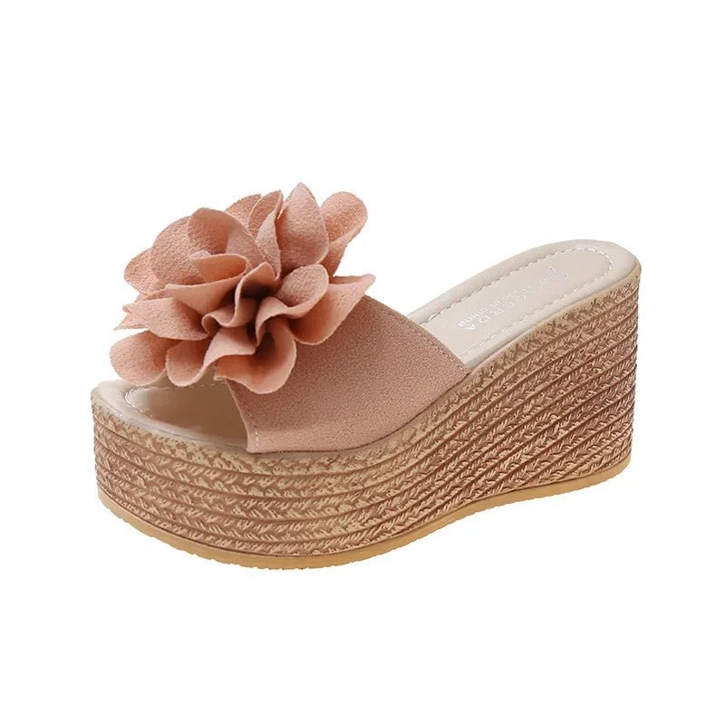 Floral Print Platform Wedge Sandals