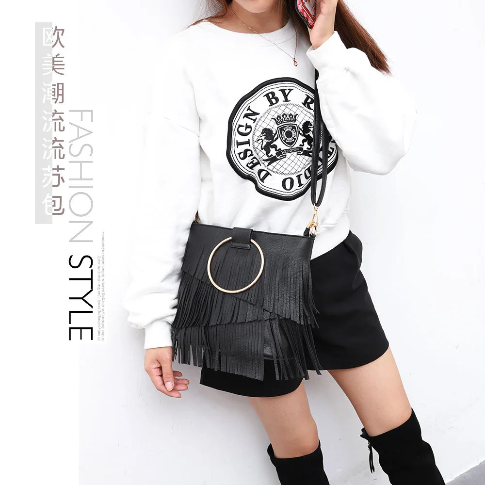 Trendy Tassel Sequin Crossbody Shoulder Handbag for Women