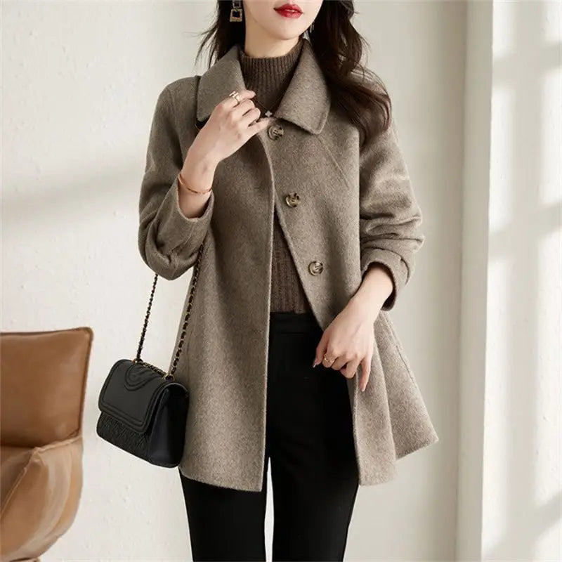 Women's Wool & Blends Coat Long Plain Ladies Jackets Loose Sleeve Casual Cheap Trendy Fashion 2025 Single Medium Outerwears Hot