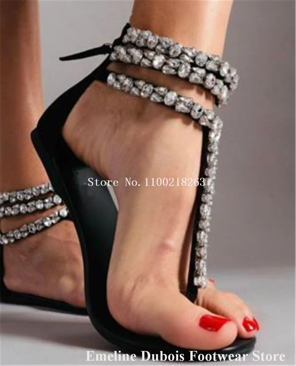 Sparkling Rhinestone T-Strap Flat Sandals for Women