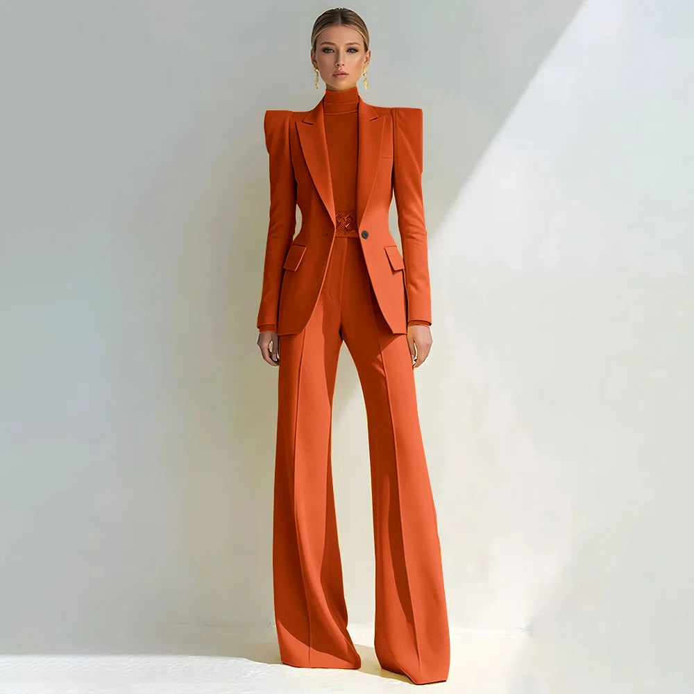 Stylish Double Breasted Two Piece Pantsuit for Women