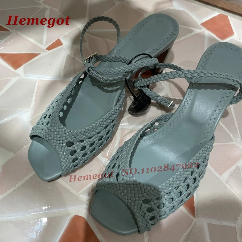Hollow Out Sandals Open Toe Slingback Blue for Women