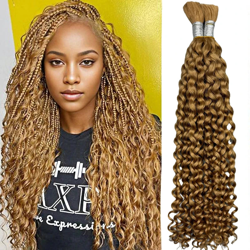 Honey Blonde Deep Wave Human Hair Braiding Extensions for Women