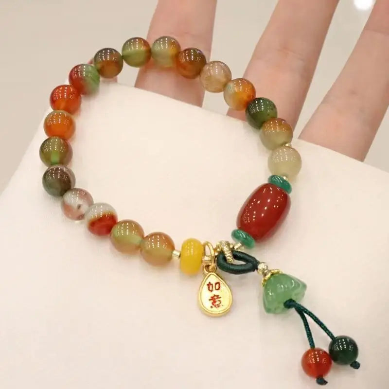Beaded Orchid Pendant Bracelet