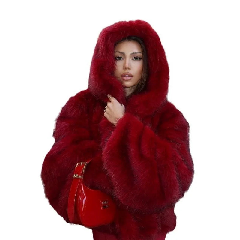 Hooded Faux Fur Coat