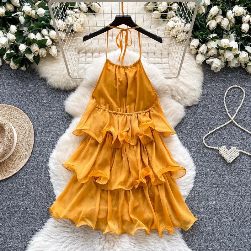 Backless Halter Bandage Summer Mini Dress for Women