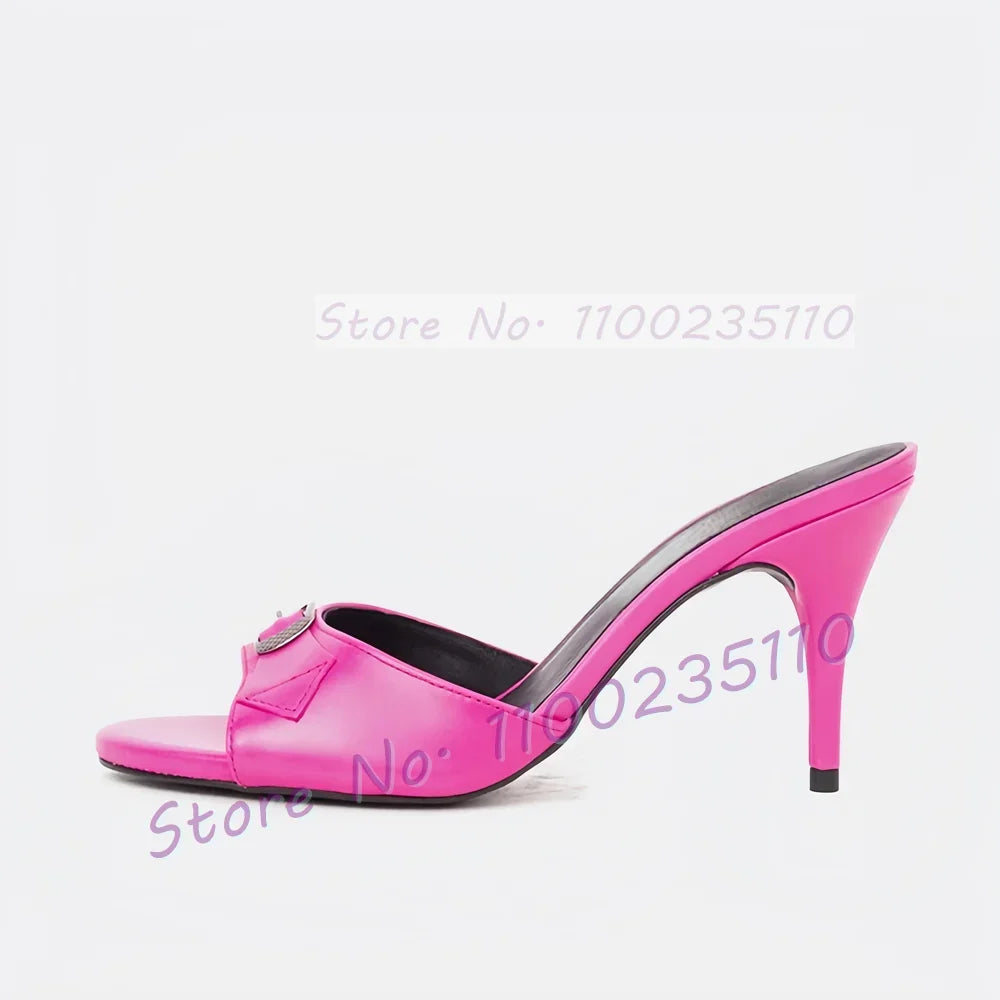 Sophisticated Purple Round Toe Buckle Mules For Women