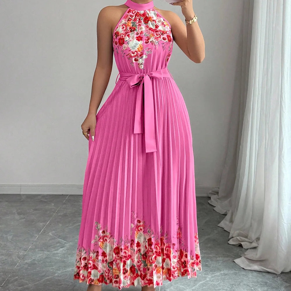 Chic Lightweight Halter Neck Lace Up Maxi Dress for Women