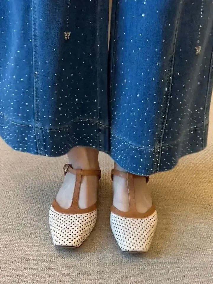 Square Toe Mid Heel Open Back Mules