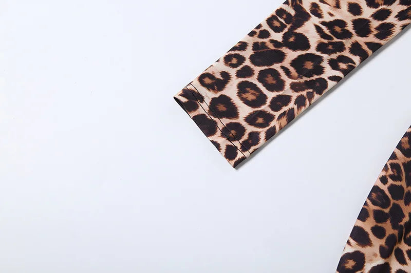Leopard Print Off Shoulder Backless Bandage Patchwork Dress for Women