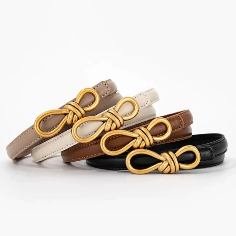 Vintage Genuine Leather Knot Buckle Belt