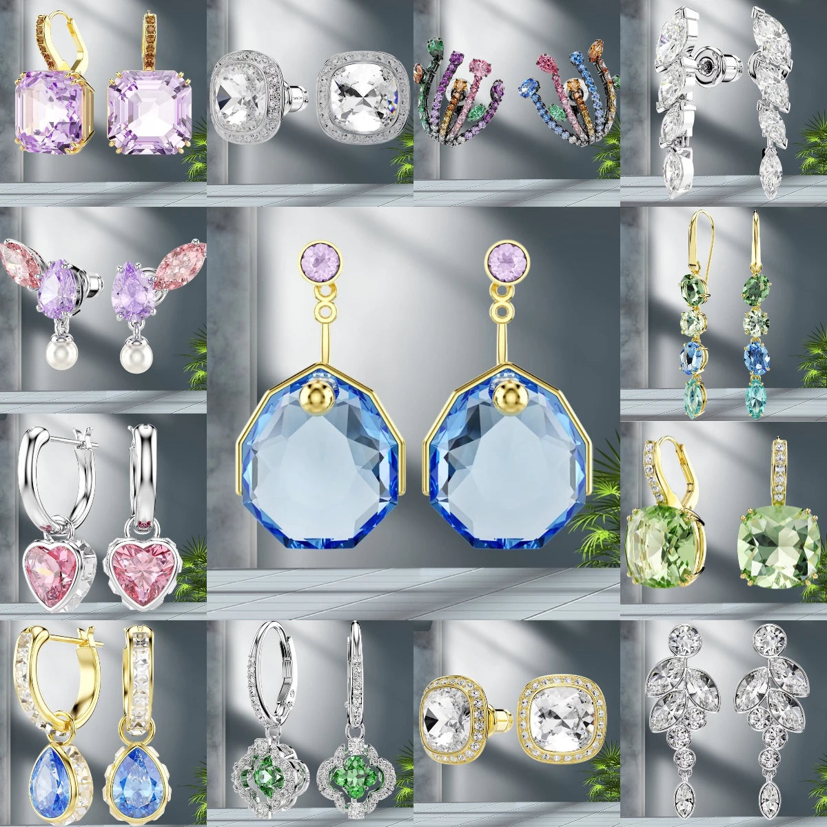 Elegant Silver Crystal Necklace And Earring Set for Women