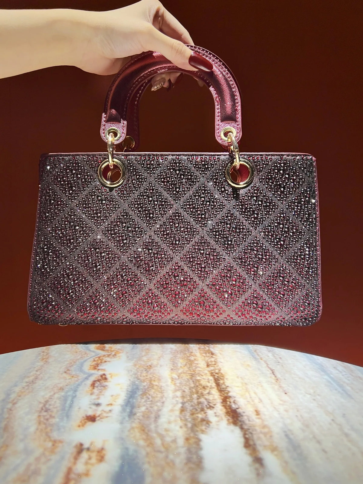 Rhinestone Party Handbag With Messenger Strap for Women