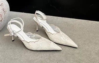 Pointed Color Blocking Lace Breathable Stilettos for Women