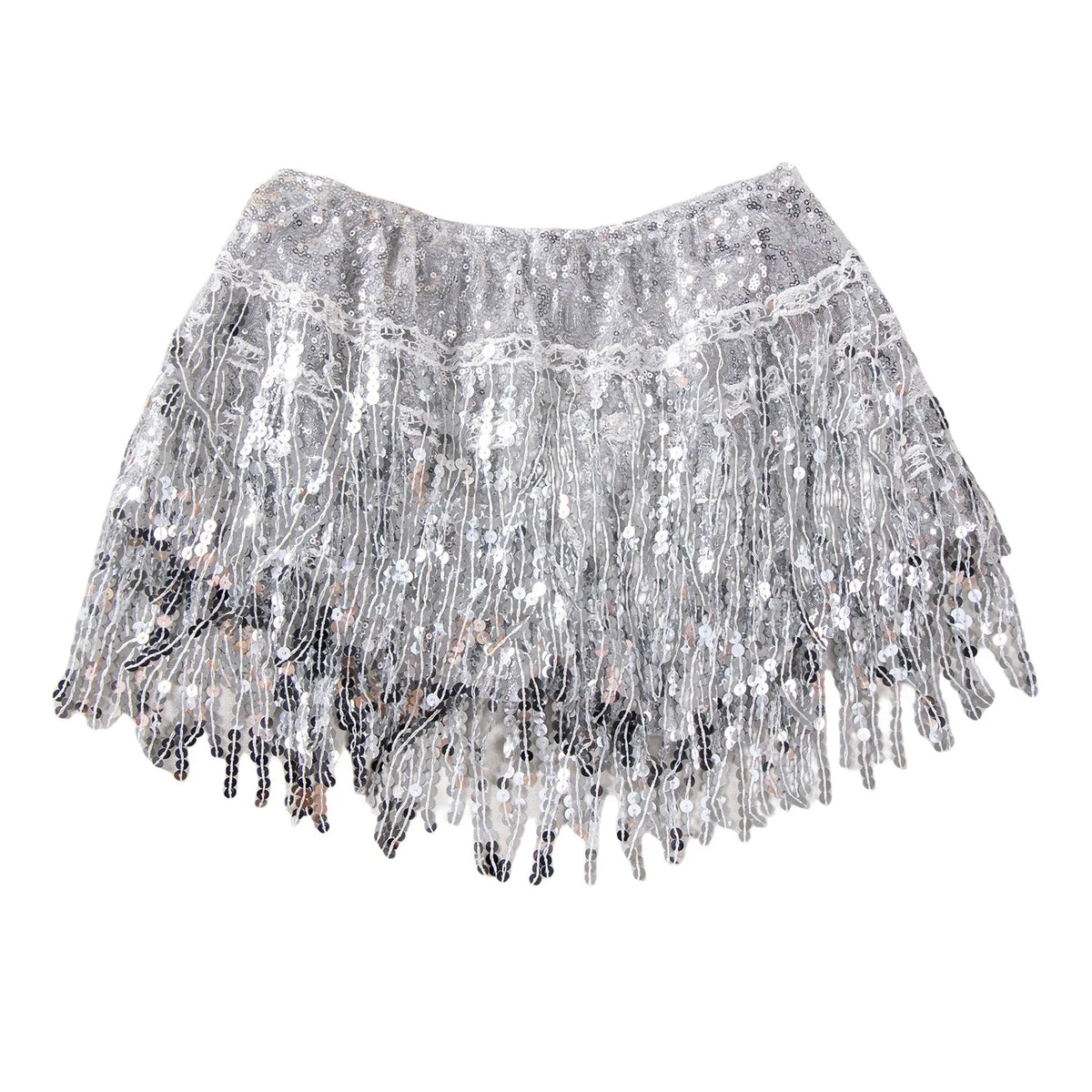 High Waisted Sequined Fringe Skort Shorts for Women