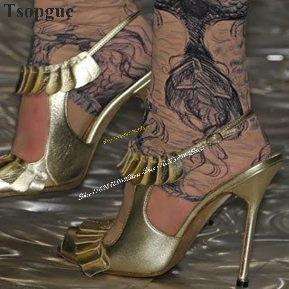 Runway White Leather Casual Sandals Thin High Heel Women Shoes Ankle Buckle Strap Peep Toe 2024 Fashionable Zapatos Para Mujere