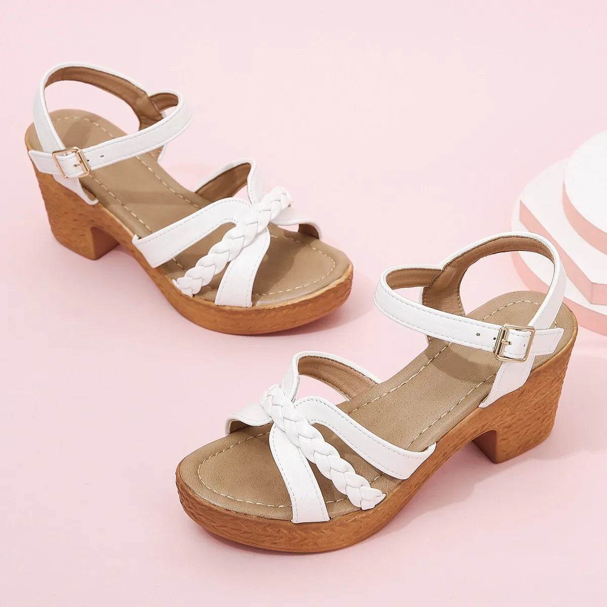 Elegant Back Strap Block Heels