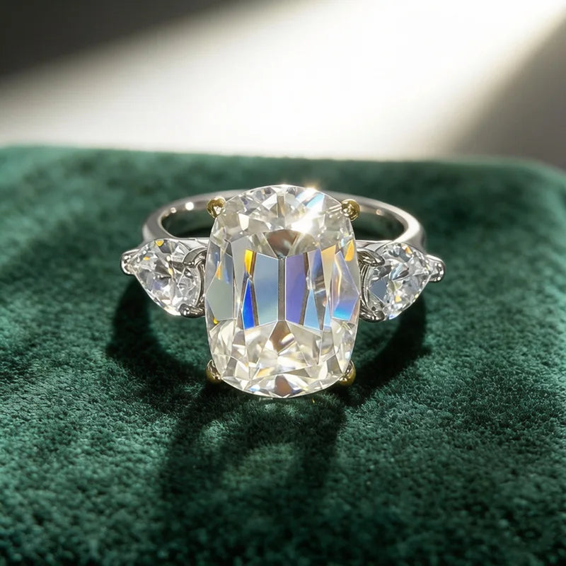 Old European Cut Moissanite Sterling Silver Ring for Women