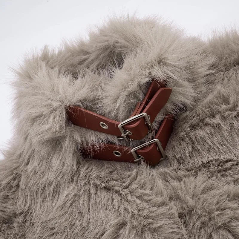 Faux Fur Patchwork Sleeveless Zipper Vest for Women