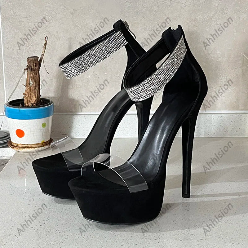 Elegant Pink Suede Stiletto Sandals with Zipper for Women