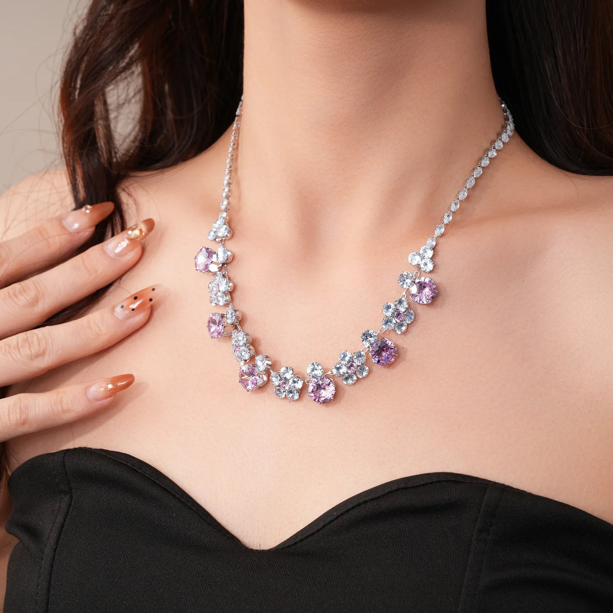 Floral Cubic Zirconia Necklace Set