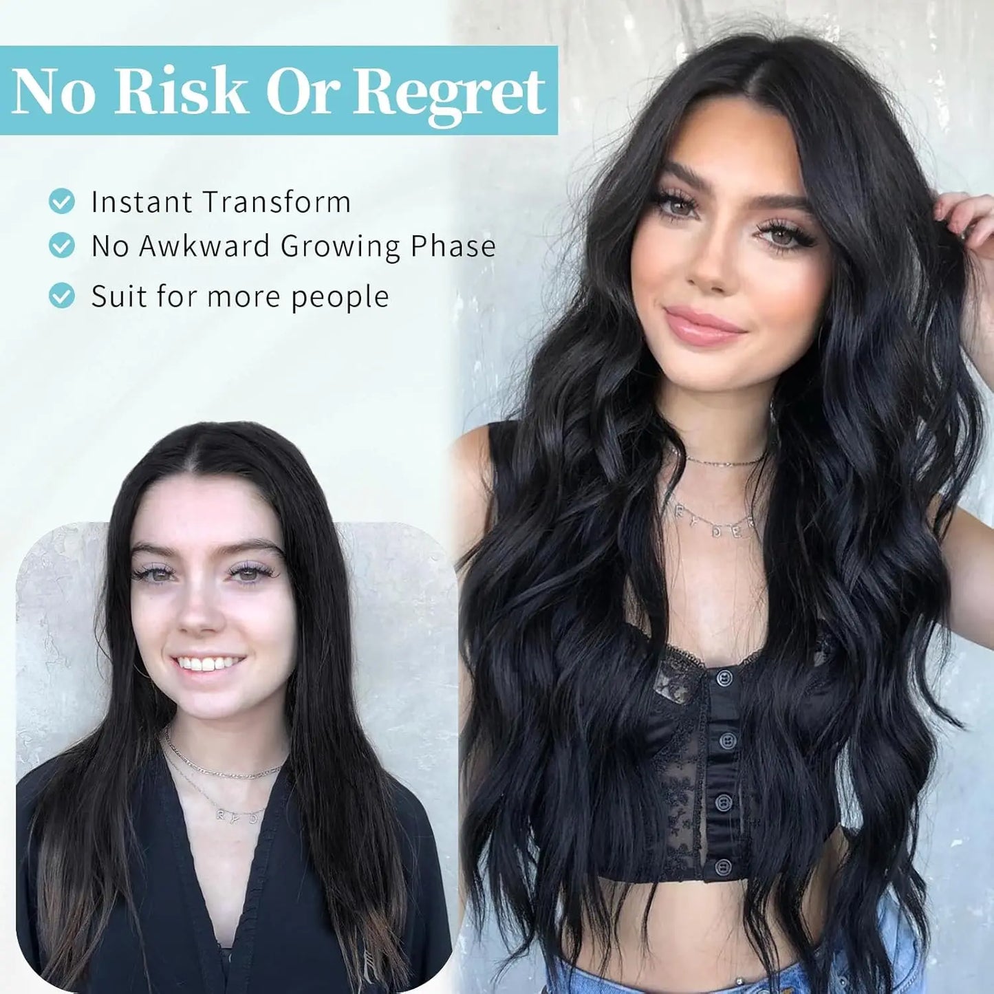 Black Long Wavy Synthetic Lace Hairline Middle Part Wig For Women