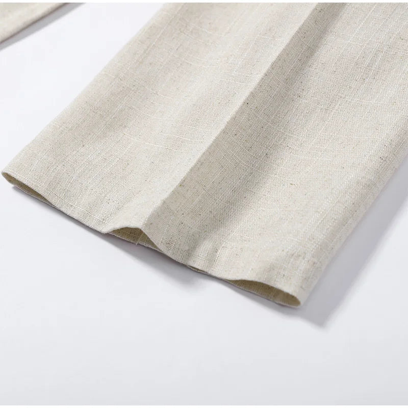 Casual Cotton Coat And Wide Leg Trouser Set for Women