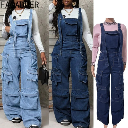 Patchwork Denim Strappy Jumpsuit