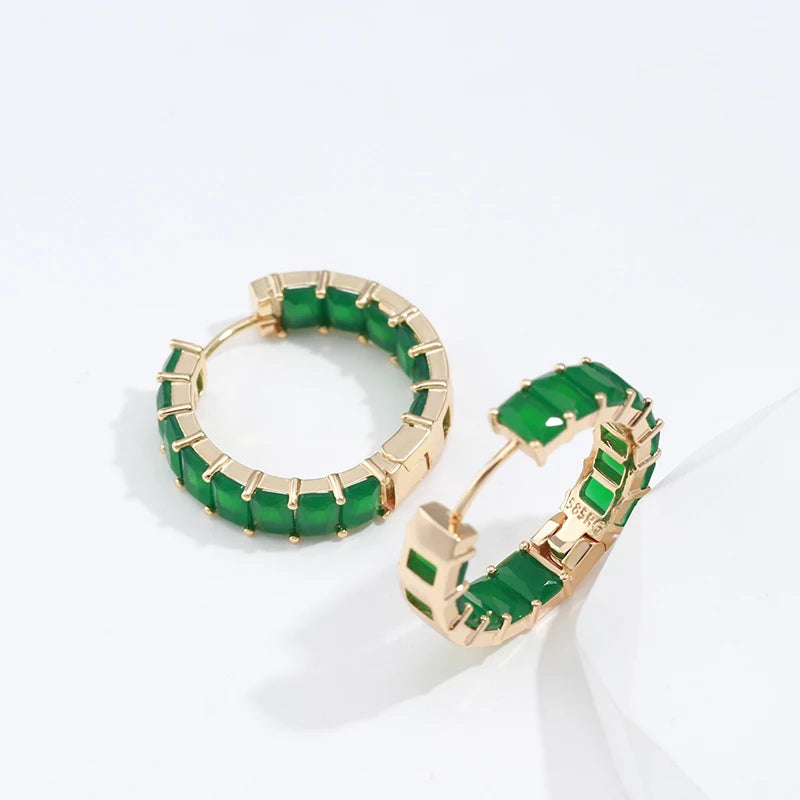 Emerald Cut Zircon Hoop Earrings