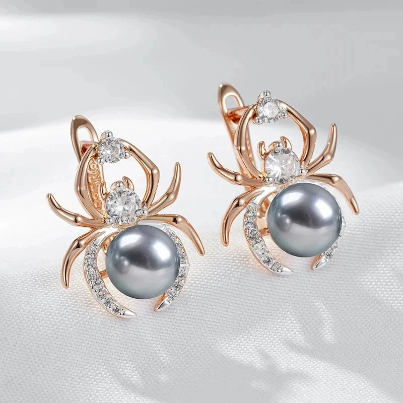 Gray Pearl Spider Necklace Set
