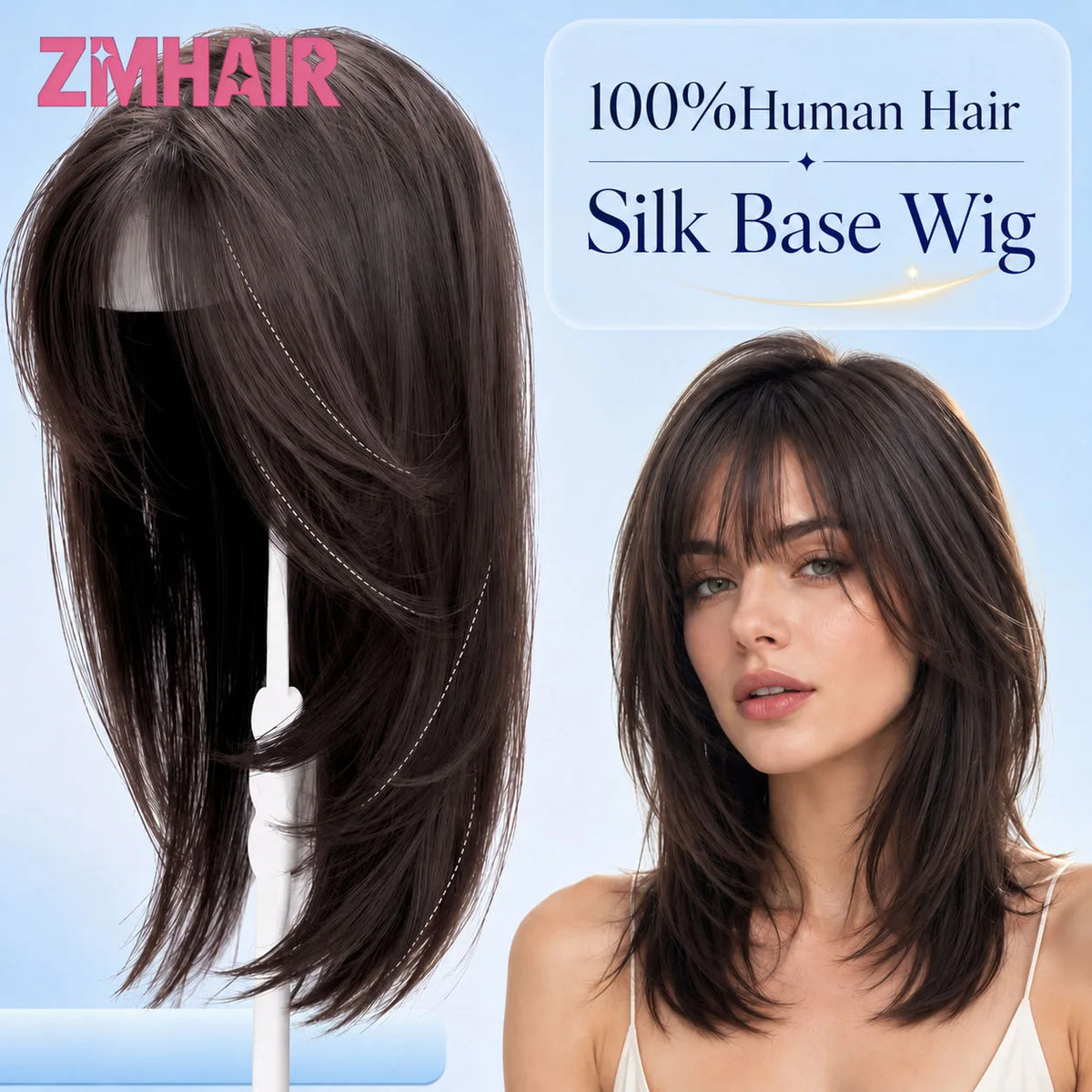 Soft Preplucked Straight Silk Base Human Hair Wig for Women