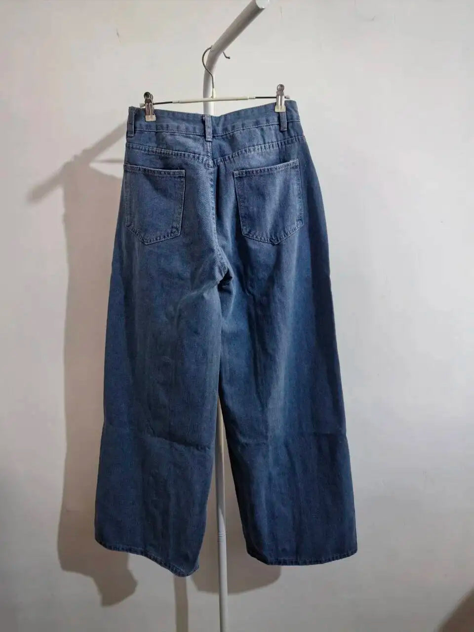 ANJY Spring Autumn New Women Streetwear Fashion Buttons Slit Striped Color Block Jeans Stylish Loose Wide-Leg Denim Pants A23331