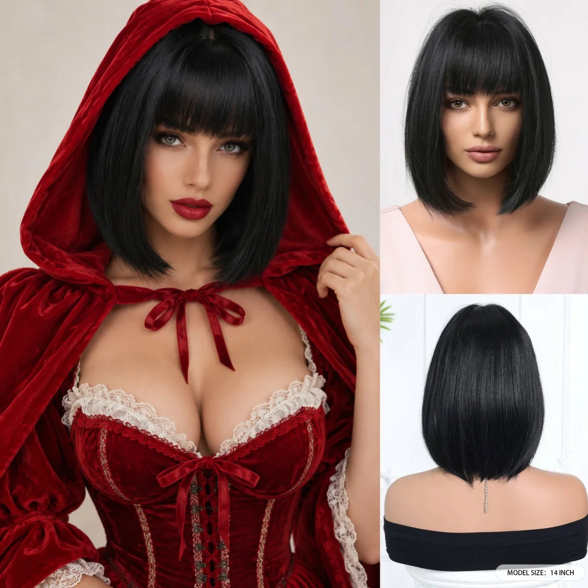 Cleopatra Style Short Bob Wig With Bangs for Women