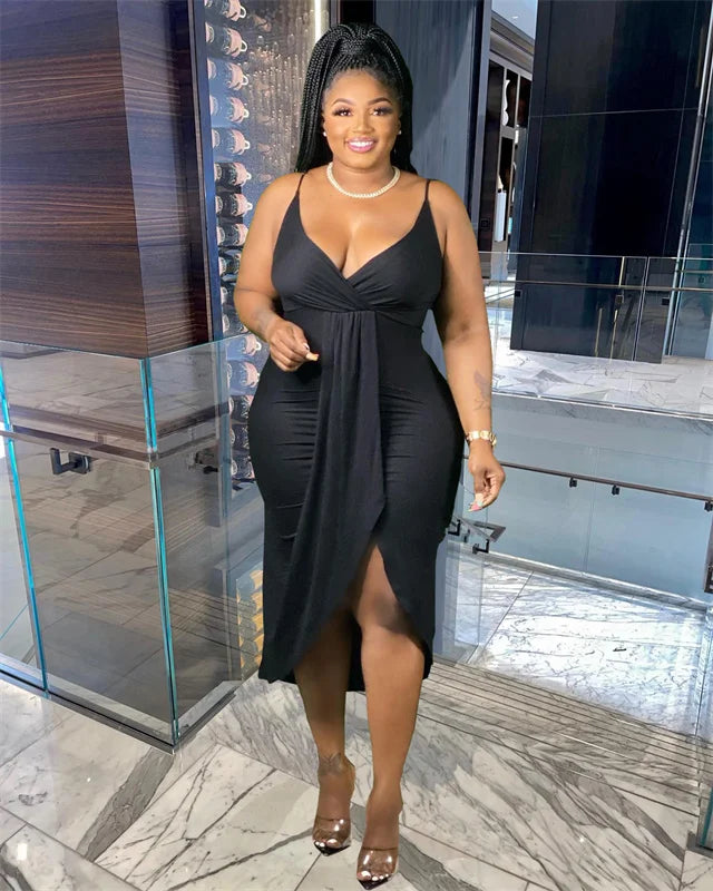 Wmstar Plus Size Women Dresses Summer Clothing Sexy Bodycon Stretch Sling Solid Maxi Party Dress 2022 Wholesale  Dropshipping