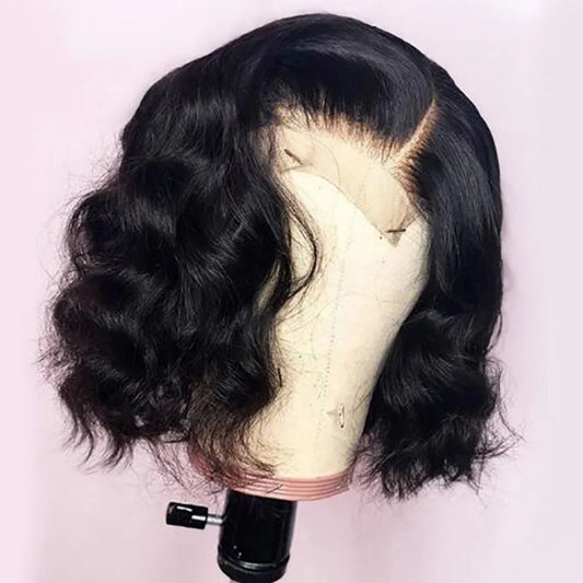 Black Body Wave Bob Wigs 13x4 Lace Frontal 4x4 Closure Lace Front Pre Plucked 100% Human Hair Wig Loose Water Wave Short Bob Wig