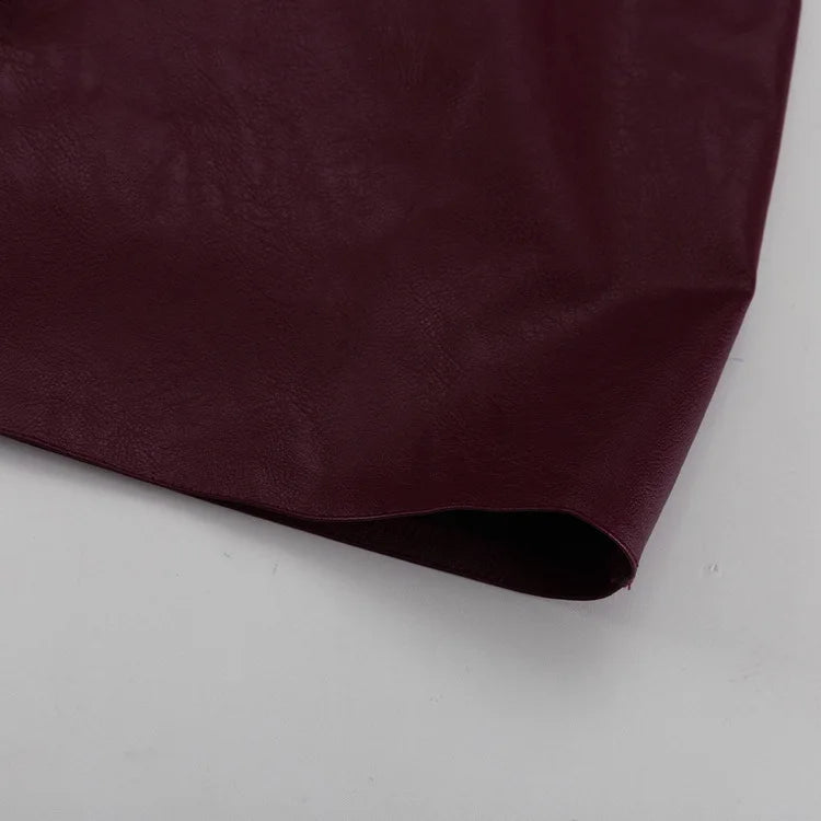 Faux Leather Two Piece Dress Coat Set