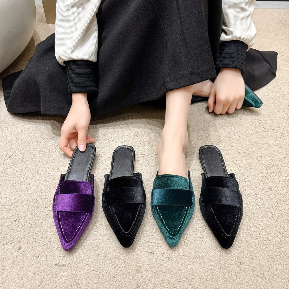 Slip On Casual Suede Pointed Toe Ballet Flats for Women