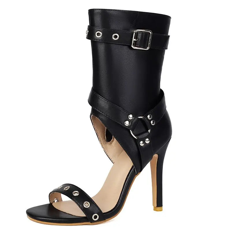 Elegant Metal Decor Zipper Buckle Sandals for Women
