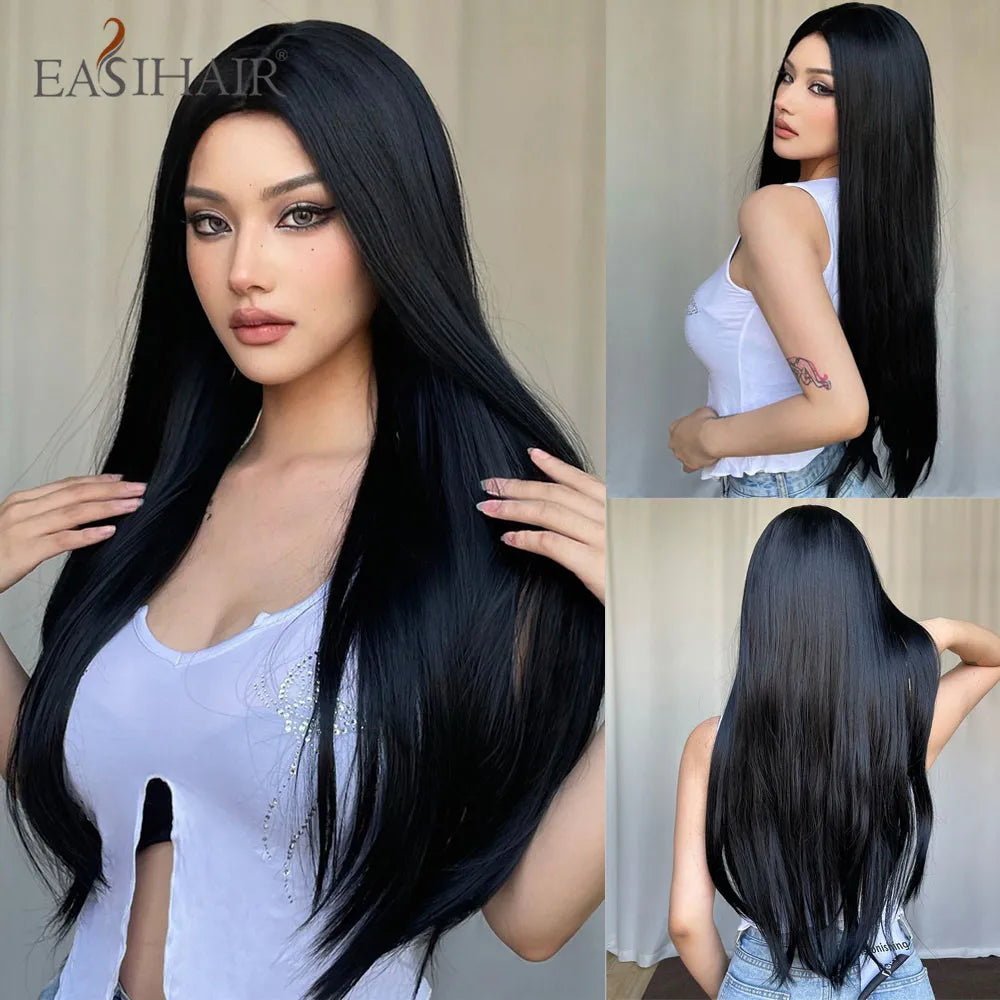 Heat Resistant Long Straight Ombre Bangs Wig for Women