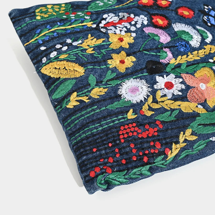 Embroidered Floral with Chain Shoulder Bag for Women