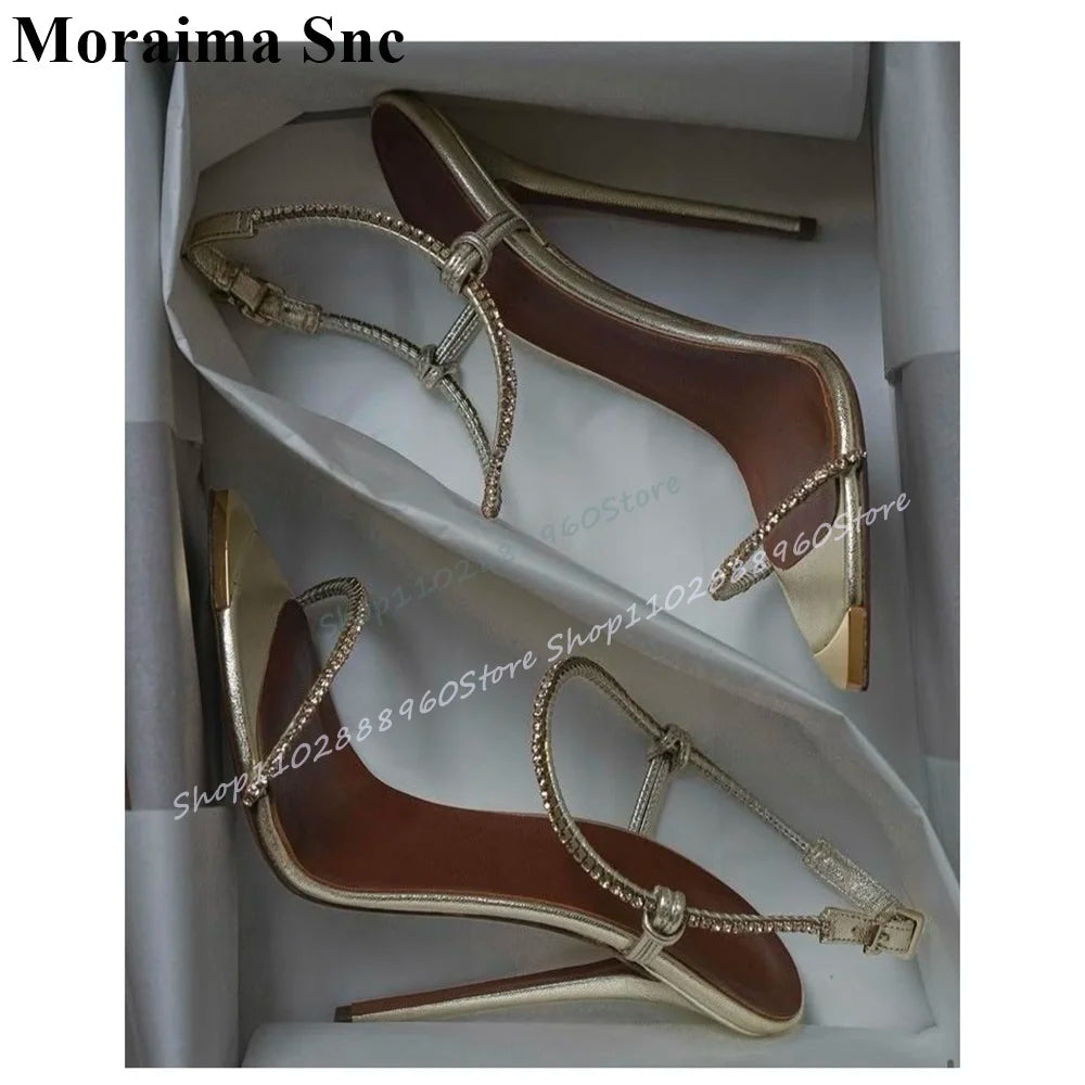 Open Toe High Heel Sandals With Crystal Ankle Strap For Women
