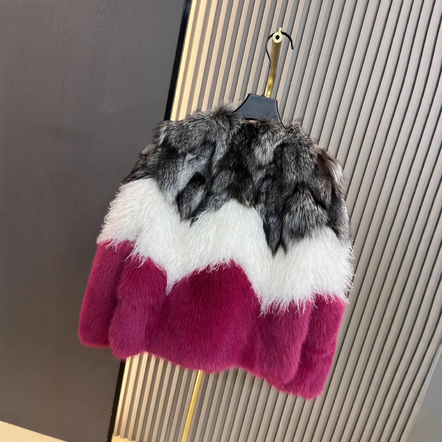Spliced Fashion Color-Block Faux Fur Coat Thickened Warm Fur Women Winter Clothes Women 2025 Fashion Coats Short Jacket